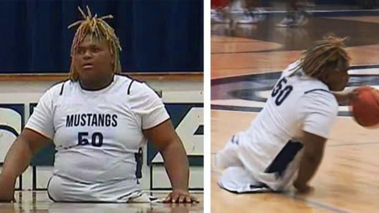 A Black Middle School Student without legs makes the Basketball Team